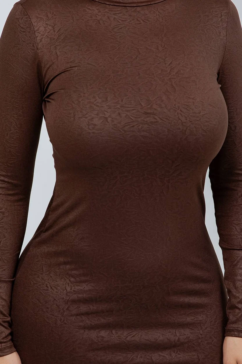 D14554 FAUX CRUSHED LEATHER MIDI DRESS - Image 2