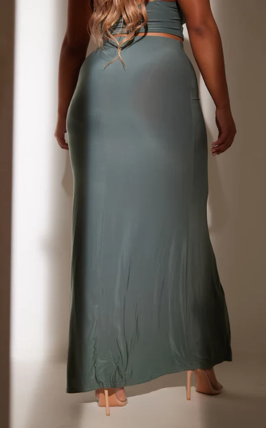Shape Sea Green Slinky Fishtail Maxi Skirt - Image 2