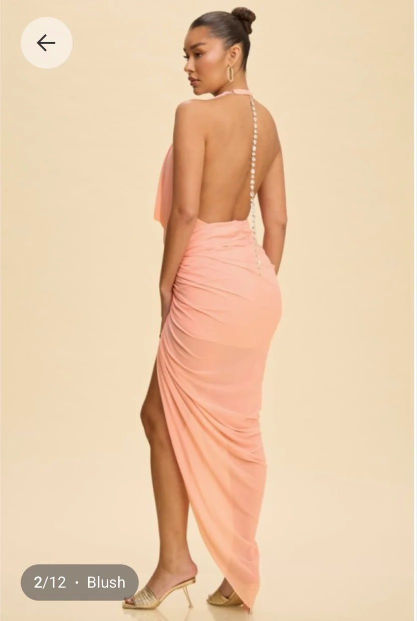 HOC Draped Goddess Maxi Dress - Sunset Peach - Image 2