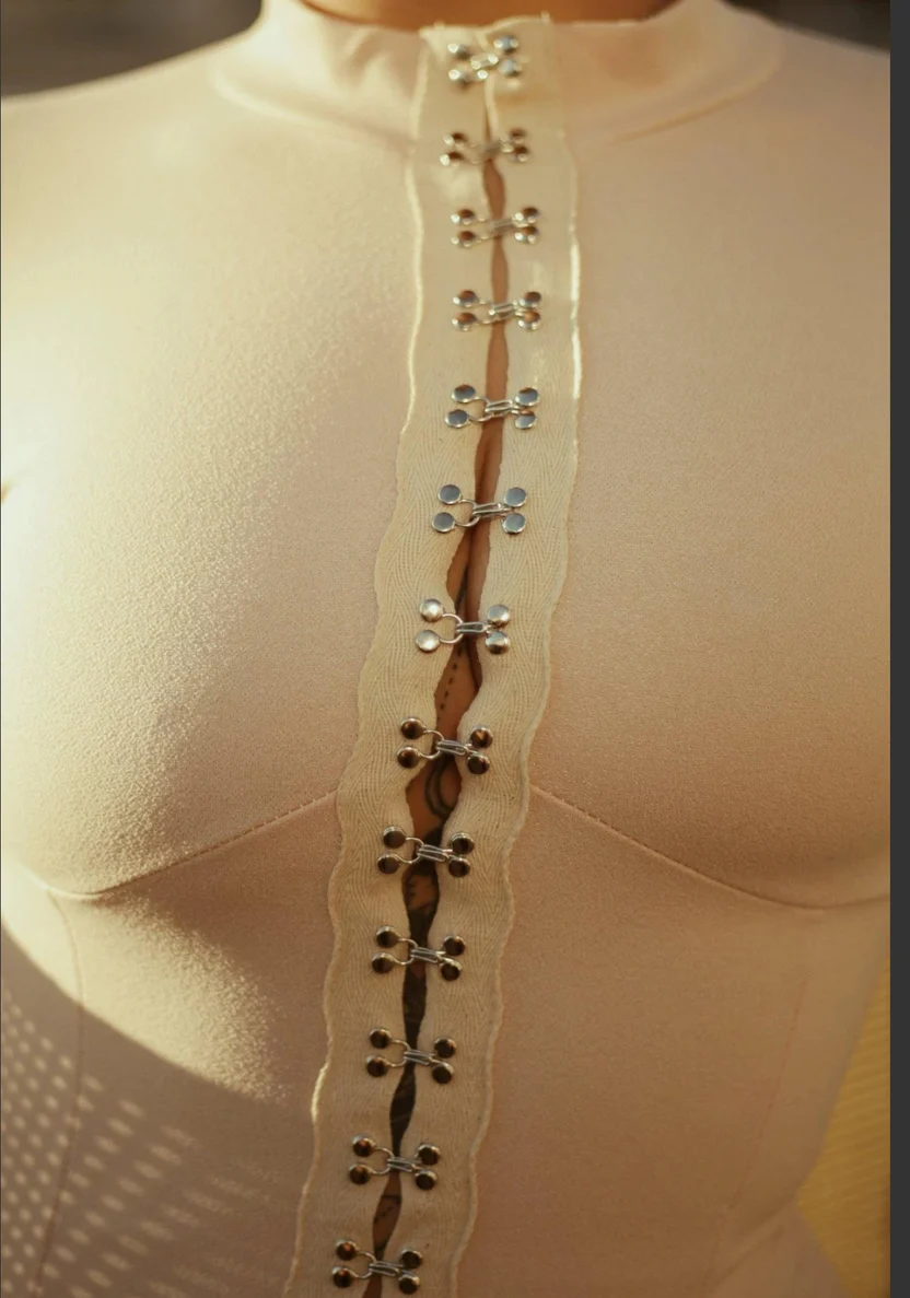 Nude Hook and Eye Long Sleeve Bodysuit - Image 2