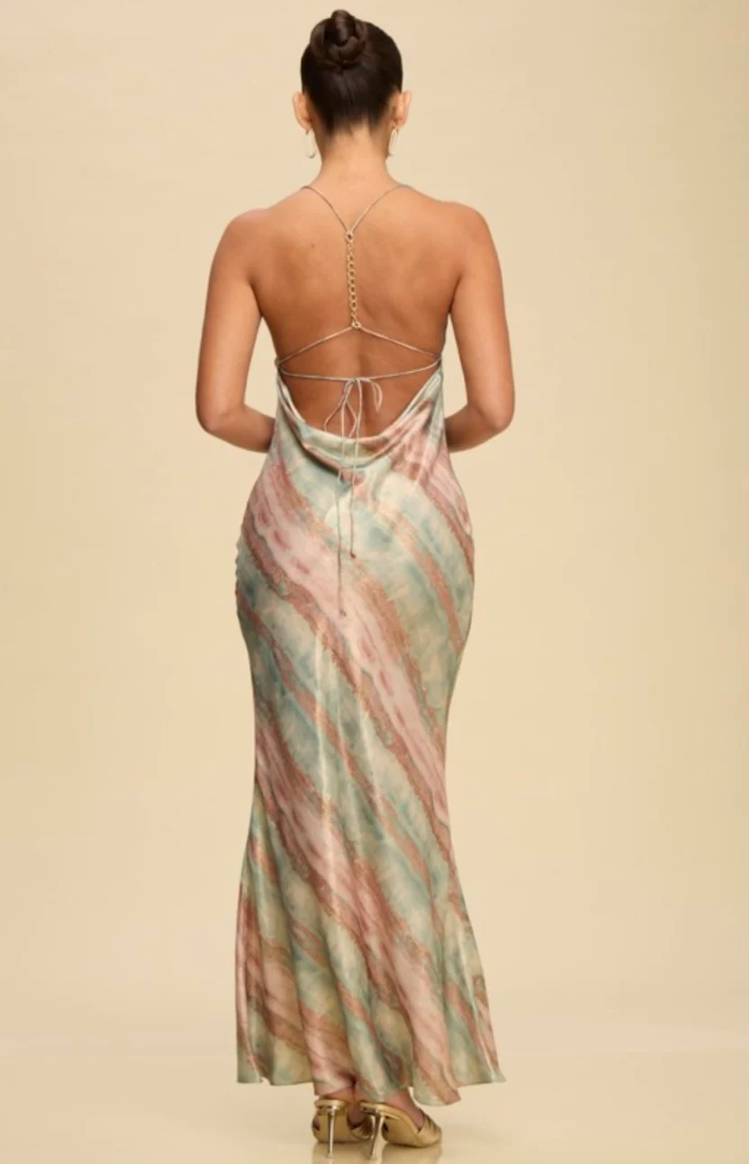 Resort Marble Halter Maxi Dress – Sage - Image 2