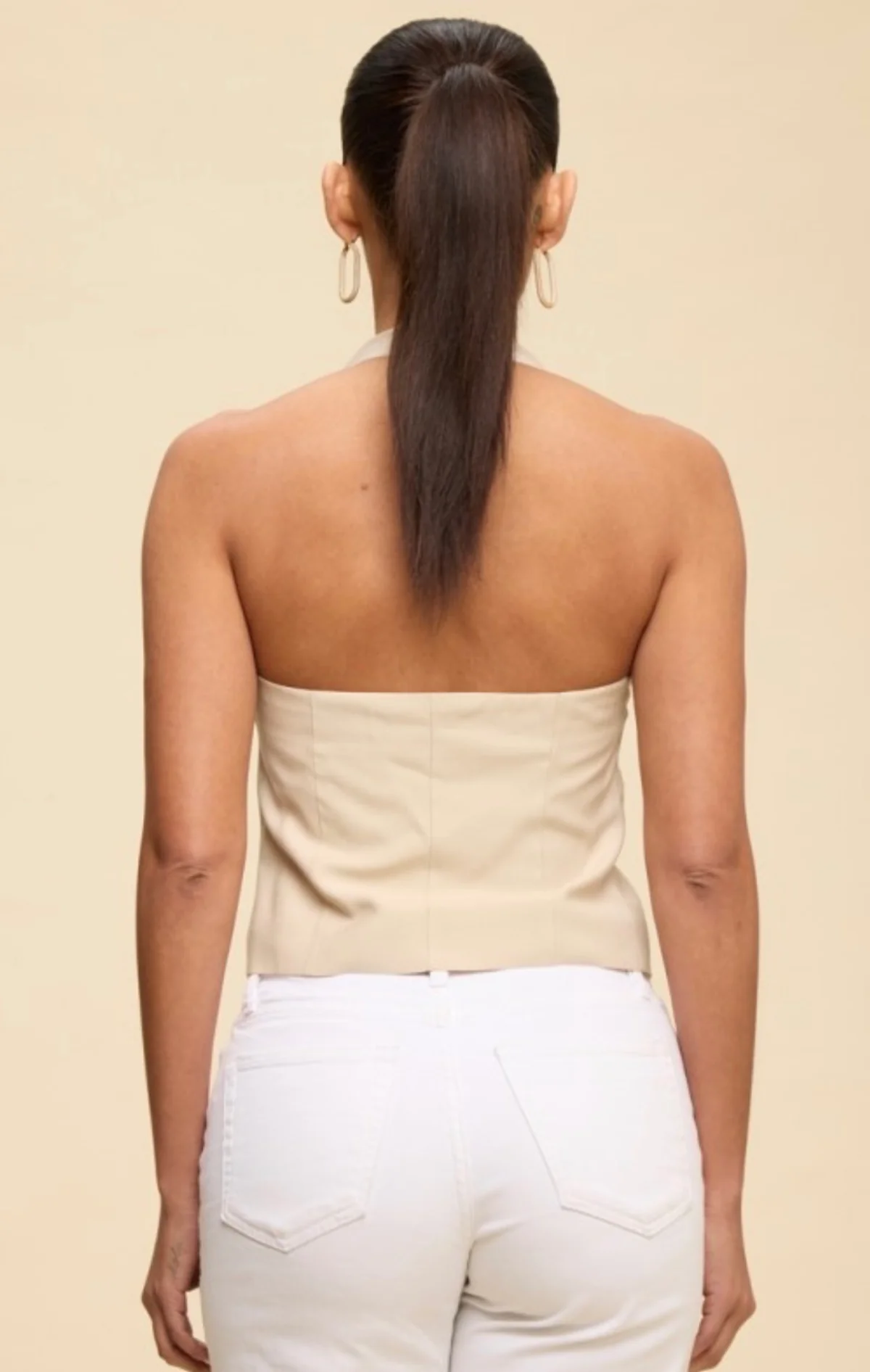 Riviera Bow Halter Top - Champagne - Image 2