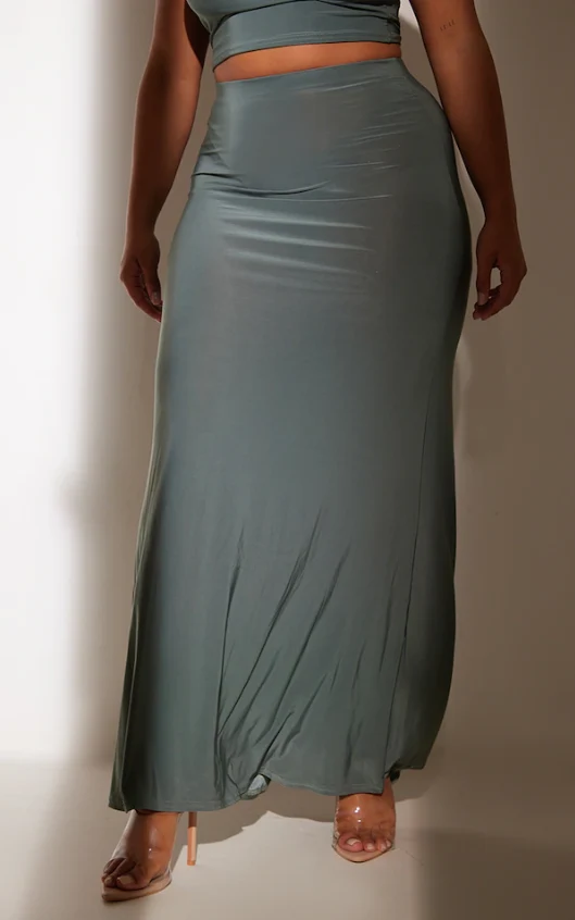 Shape Sea Green Slinky Fishtail Maxi Skirt - Image 3