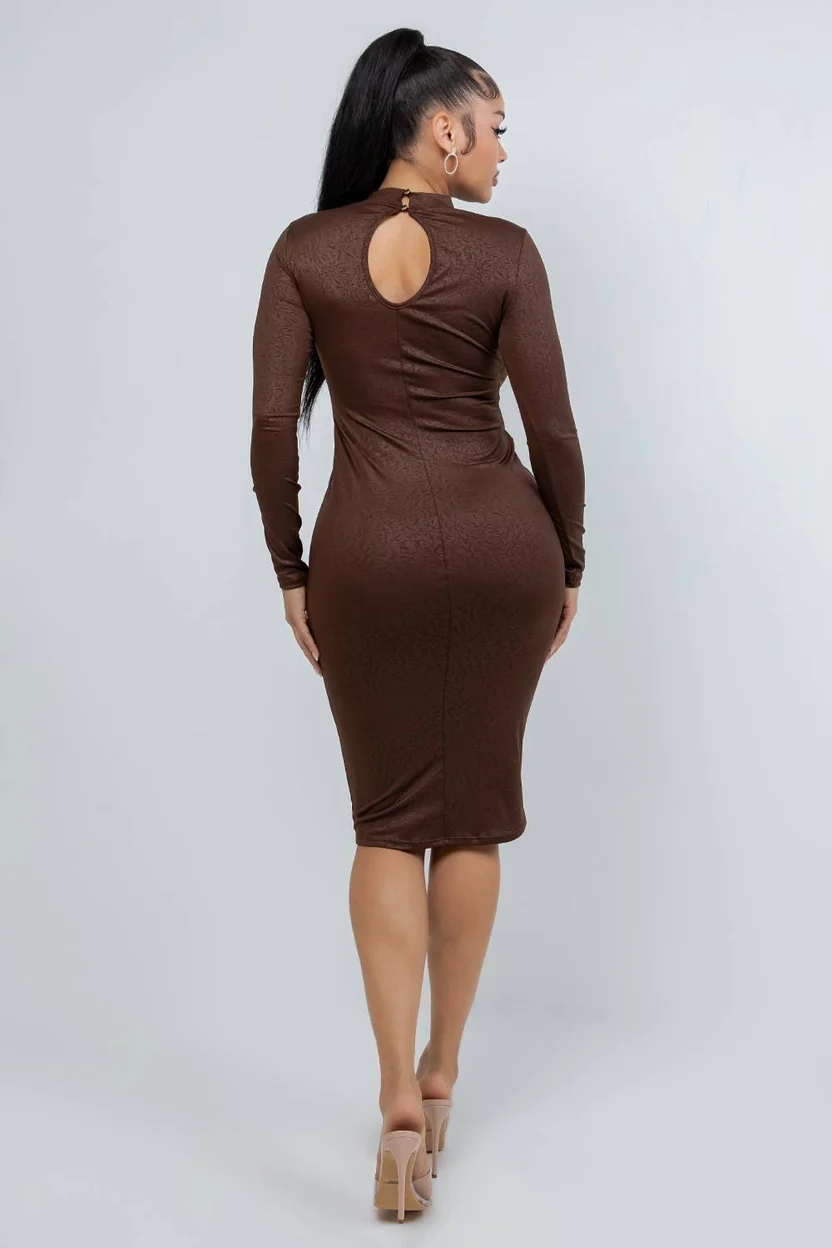 D14554 FAUX CRUSHED LEATHER MIDI DRESS - Image 3