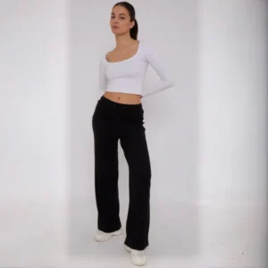 Boutique Wide Leg Ribbed Jogger