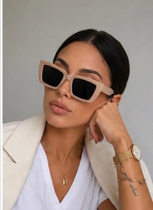 Beige Oversized Square Sunglasses – Quiet Luxury Collection - Image 2