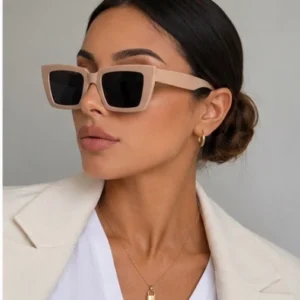 Beige Oversized Square Sunglasses – Quiet Luxury Collection